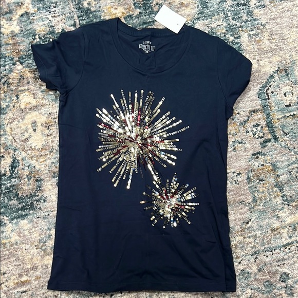 J. Crew Factory Tops - Women's Navy Fireworks Graphic Tee
